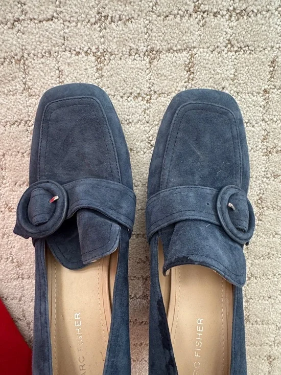 Marc Fisher Navy Suede Buckle Loafers - Picture 5 of 5